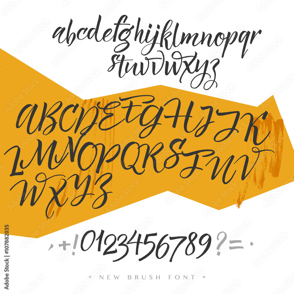 Vector alphabet. Hand drawn letters, numbers, signs. Letters of the ...