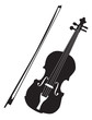 Silhouette noire de violon avec archet