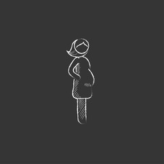 Poster - Pregnant woman. Drawn in chalk icon.