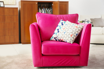 Wall Mural - Pink armchair in modern interior of living room