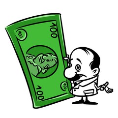 Wall Mural - Big money businessman cartoon illustration  isolated image character
