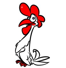 Wall Mural - Angry rooster parody cartoon illustration  caricature