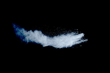 White powder on black background