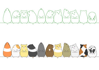 Set of hamster standing poses