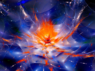 colorful glowing space flower fractal