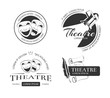 Vintage vector theatre labels, emblems, badges and logo. Classical theatrical mask, spotlight theatre, performance theatre  sign, emblem theatre illustration