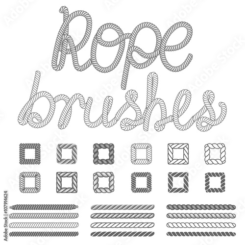 Photographie Ensemble de brosses de modèle vectoriel nautique corde