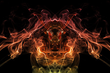 Wall Mural - Colored abstract smoke like a daemon, isolated on black background.