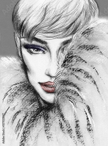 Naklejka na kafelki Woman face. Fashion illustration