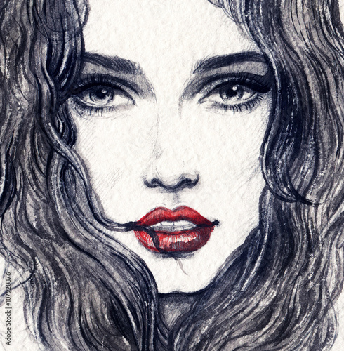 Obraz w ramie Woman face. Fashion illustration