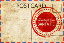Santa Fe Stamp On A Vintage, Old Postcard