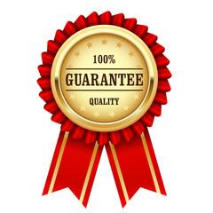 award rosette with gold medal and red ribbon - quality guarantee