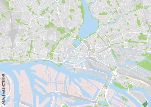Zdjęcie XXL Wektorowa mapa miasta Hamburga
