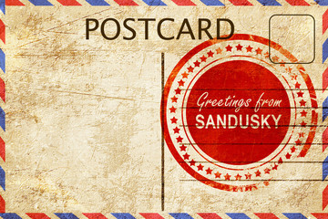 Wall Mural - sandusky stamp on a vintage, old postcard