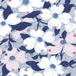 Dogwood seamless pattern.
Hand drawn vector pattern with dogwood blossom motif.