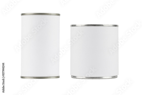 Cuadros en Lienzo tin can with blank white label on white background