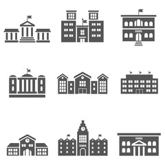 Canvas Print - School building vector icons