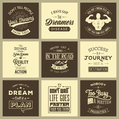 Set of vintage motivation typographic quotes.