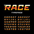 © arbuzu - Sport font. Vector alphabet with tail effect letters and numbers