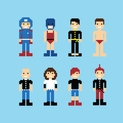 Wall Mural - pixel people avatar set