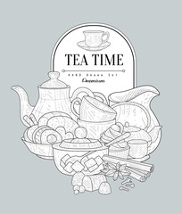 Poster - Tea Time Vintage Sketch