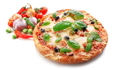 Poster - Delicious fresh pizza isolated on white