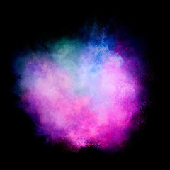 Wall Mural - Colorful Dust Particle Explosion Isolated on Black Background