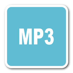 Canvas Print - mp3 blue square internet flat design icon