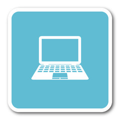 Wall Mural - computer blue square internet flat design icon