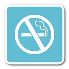 Poster - no smoking blue square internet flat design icon