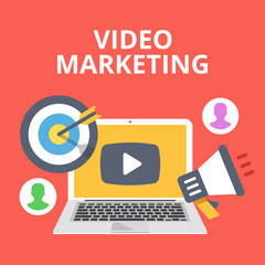 Wall Mural - video marketing flat illustration. creative flat graphic design web banner