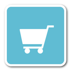 Aufkleber - cart blue square internet flat design icon