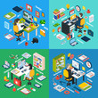 © Macrovector - Professional Workplace Isometric 4 Icons Square