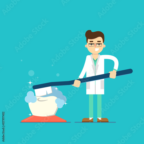 Cuadros en Lienzo Dentista con el icono del diente aislado, ilustración vectorial
