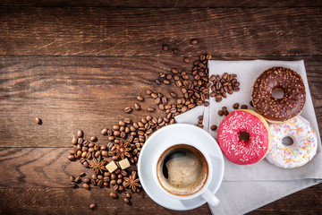 Wall Mural - coffee  beans donut