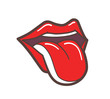 Open Mouth With Red Lips and Tongue Sticking Out