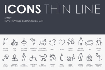 Canvas Print - family Thin Line Icons