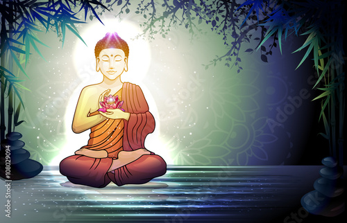 Buddha and Reflection in the Water Canvas Print