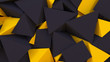 Black abstract 3d background with yellow triangles