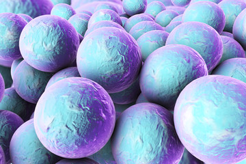  Bacteria Staphylococcus aureus on the surface of skin or mucous membrane, model of staphylococcus, superbug, MRSA, model of microbes, pyogenic bacteria, 3d illustration