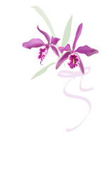 Flower vector background with orchides. Orchid brochure template.