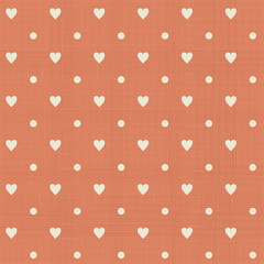 Poster - seamless hearts polka dot pattern with retro texture