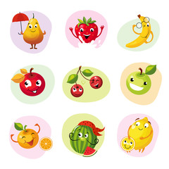 Canvas Print - Funny Fruit Caracters Set