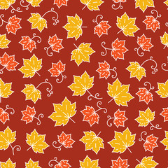 maple leaf pattern. autumn seamless pattern in trendy mono line style. elegant autumn leaves isolate