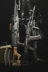 Wall Mural - machine gun, AK and ammunitions