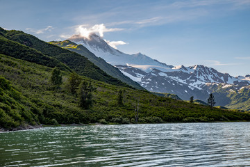 Iliamna smokes active glaciated volcano Lake hickerson Clark nat