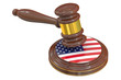 Wooden Gavel with American Flag, 3D rendering