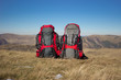 © Bondariev Volodymyr. - Camping with backpack in the mountains on a sunny summer day.