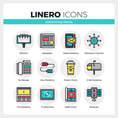 Wall Mural - Advertising Media Linero Icons Set