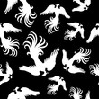 Seamless vector background with decorative birds. Cloth design, wallpaper.